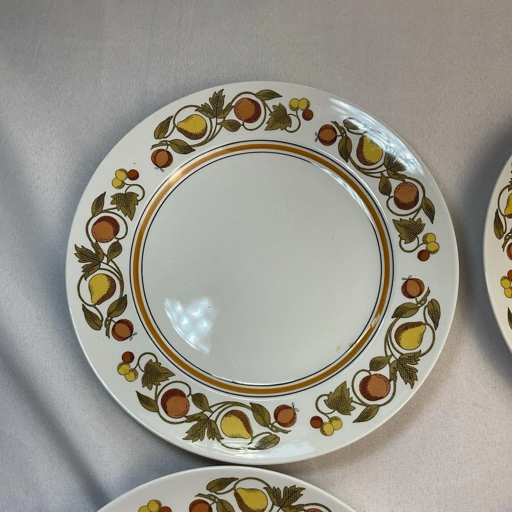 Vintage Franciscan Pickwick Dinner Plates Set of 4 1970s Fruit Pattern Japan